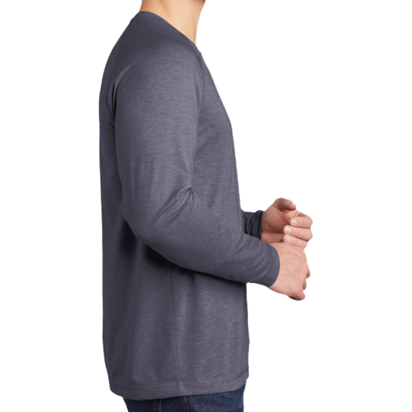 Sport Tek PosiCharge ® Long Sleeve Tri Blend Wicking Raglan Tee, True Navy Heather / True Navy Heather, Right Sleeve view