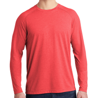 Sport Tek PosiCharge ® Long Sleeve Tri Blend Wicking Raglan Tee, True Red Heather / True Red Heather, Front view