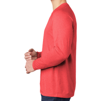 Sport Tek PosiCharge ® Long Sleeve Tri Blend Wicking Raglan Tee, True Red Heather / True Red Heather, Left Sleeve view