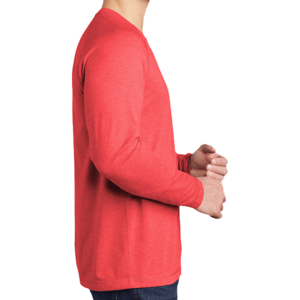 Sport Tek PosiCharge ® Long Sleeve Tri Blend Wicking Raglan Tee, True Red Heather / True Red Heather, Right Sleeve view