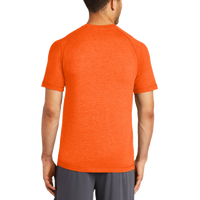 Sport Tek PosiCharge ® Tri Blend Wicking Raglan Tee, Deep Orange Heather / Deep Orange Heather, Back view