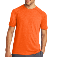 Sport Tek PosiCharge ® Tri Blend Wicking Raglan Tee, Deep Orange Heather / Deep Orange Heather, Front view