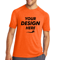 Sport Tek PosiCharge ® Tri Blend Wicking Raglan Tee, Deep Orange Heather / Deep Orange Heather, Front view, Mockup
