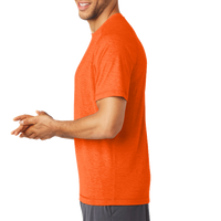 Sport Tek PosiCharge ® Tri Blend Wicking Raglan Tee, Deep Orange Heather / Deep Orange Heather, Left Sleeve view