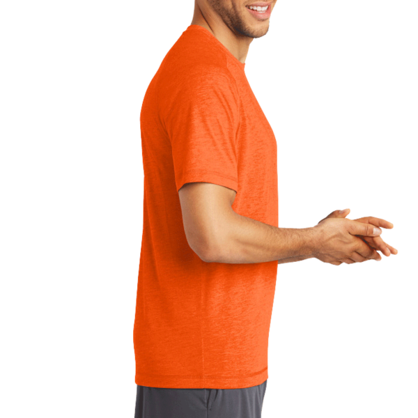 Sport Tek PosiCharge ® Tri Blend Wicking Raglan Tee, Deep Orange Heather / Deep Orange Heather, Right Sleeve view