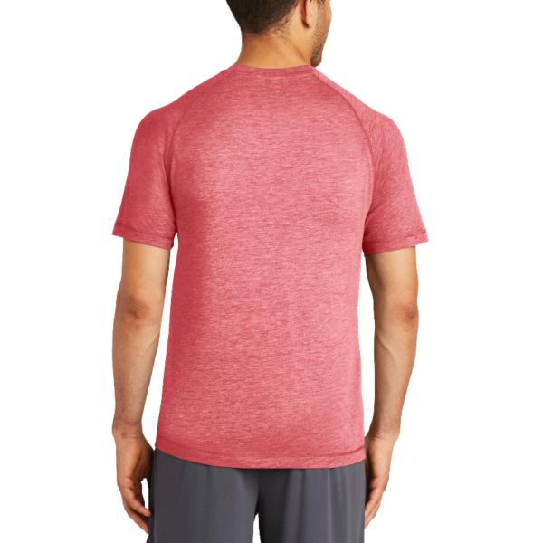 Sport Tek PosiCharge ® Tri Blend Wicking Raglan Tee, True Red Heather / True Red Heather, Back view
