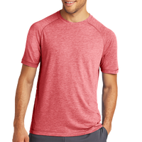 Sport Tek PosiCharge ® Tri Blend Wicking Raglan Tee, True Red Heather / True Red Heather, Front view
