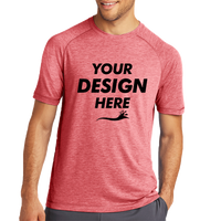 Sport Tek PosiCharge ® Tri Blend Wicking Raglan Tee, True Red Heather / True Red Heather, Front view, Mockup