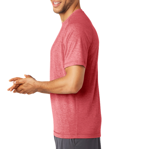 Sport Tek PosiCharge ® Tri Blend Wicking Raglan Tee, True Red Heather / True Red Heather, Left Sleeve view