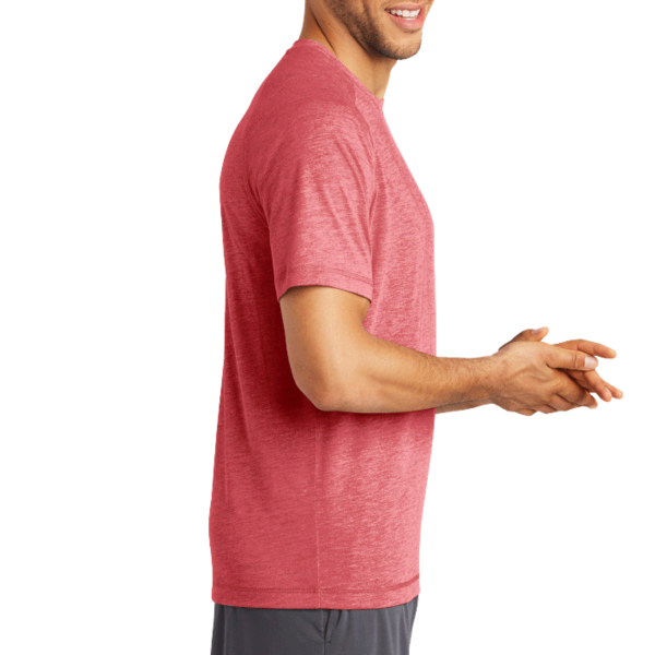 Sport Tek PosiCharge ® Tri Blend Wicking Raglan Tee, True Red Heather / True Red Heather, Right Sleeve view