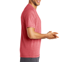 Sport Tek PosiCharge ® Tri Blend Wicking Raglan Tee, True Red Heather / True Red Heather, Right Sleeve view