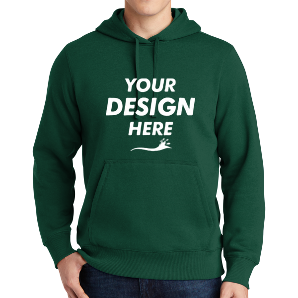 Sport Tek Pullover Hooded Sweatshirt, Forest Green, Front view, Mockup