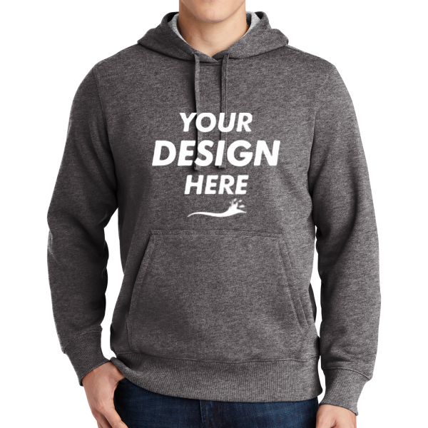 Sport Tek Pullover Hooded Sweatshirt, Graphite Heather, Front view, Mockup