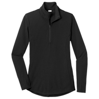 Sport Tek Women's PosiCharge ® Tri Blend Wicking 1/4 Zip Pullover, Black Triad Solid, Front view