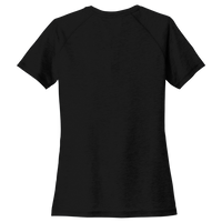 Sport Tek Women's PosiCharge ® Tri Blend Wicking Scoop Neck Raglan Tee, Black Triad Solid, Back view
