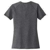 Sport Tek Women's PosiCharge ® Tri Blend Wicking Scoop Neck Raglan Tee, Dark Grey Heather, Back view