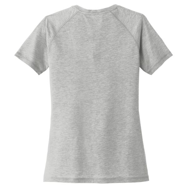 Sport Tek Women's PosiCharge ® Tri Blend Wicking Scoop Neck Raglan Tee, Light Grey Heather, Back view