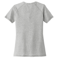 Sport Tek Women's PosiCharge ® Tri Blend Wicking Scoop Neck Raglan Tee, Light Grey Heather, Back view