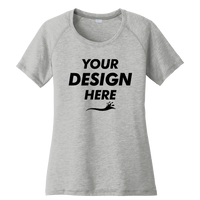 Sport Tek Women's PosiCharge ® Tri Blend Wicking Scoop Neck Raglan Tee, Light Grey Heather, Front view, Mockup
