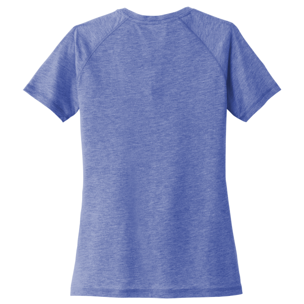Sport Tek Women's PosiCharge ® Tri Blend Wicking Scoop Neck Raglan Tee, True Royal Heather, Back view