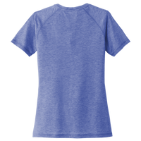 Sport Tek Women's PosiCharge ® Tri Blend Wicking Scoop Neck Raglan Tee, True Royal Heather, Back view