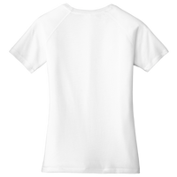 Sport Tek Women's PosiCharge ® Tri Blend Wicking Scoop Neck Raglan Tee, White Triad Solid, Back view
