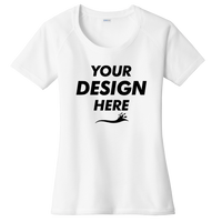 Sport Tek Women's PosiCharge ® Tri Blend Wicking Scoop Neck Raglan Tee, White Triad Solid, Front view, Mockup