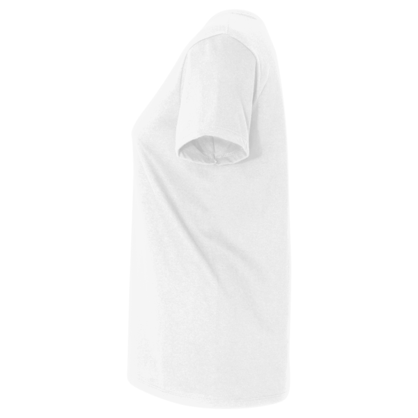 Sport Tek Women's PosiCharge ® Tri Blend Wicking Scoop Neck Raglan Tee, White Triad Solid, Left Sleeve view