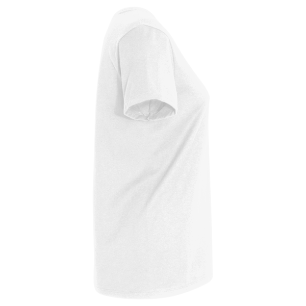 Sport Tek Women's PosiCharge ® Tri Blend Wicking Scoop Neck Raglan Tee, White Triad Solid, Right Sleeve view
