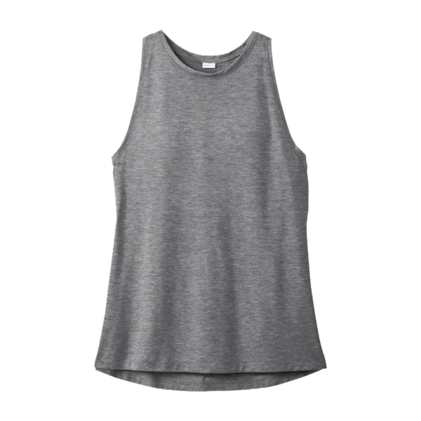 Sport Tek Women's PosiCharge ® Tri Blend Wicking Tank, Dark Grey Heather, Front view