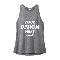 Sport Tek Women's PosiCharge ® Tri Blend Wicking Tank, Dark Grey Heather, Front view, Mockup