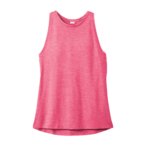 Sport Tek Women's PosiCharge ® Tri Blend Wicking Tank, Pink Raspberry Heather, Front view