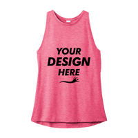 Sport Tek Women's PosiCharge ® Tri Blend Wicking Tank, Pink Raspberry Heather, Front view, Mockup