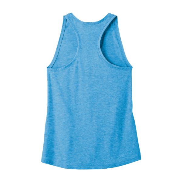 Sport Tek Women's PosiCharge ® Tri Blend Wicking Tank, Pond Blue Heather, Back view