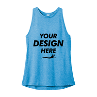 Sport Tek Women's PosiCharge ® Tri Blend Wicking Tank, Pond Blue Heather, Front view, Mockup