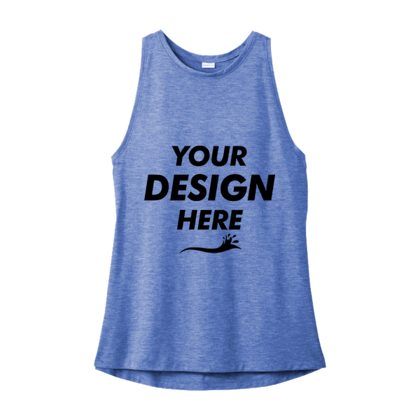 Sport Tek Women's PosiCharge ® Tri Blend Wicking Tank, True Royal Heather, Front view, Mockup