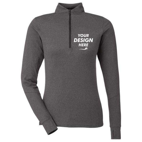 Spyder Women's Spyre Quarter-Zip Pullover, Black Frost, Front view, Mockup