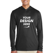 Team 365 Men's Zone Performance Hooded T-Shirt, Black, Front view, Mockup
