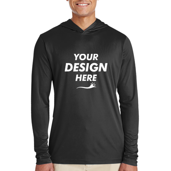 Team 365 Men's Zone Performance Hooded T-Shirt, Black, Front view, Mockup
