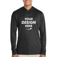 Team 365 Men's Zone Performance Hooded T-Shirt, Black, Front view, Mockup