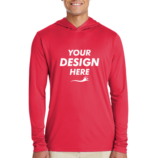 Team 365 Men's Zone Performance Hooded T-Shirt, Sport Red, Front view, Mockup