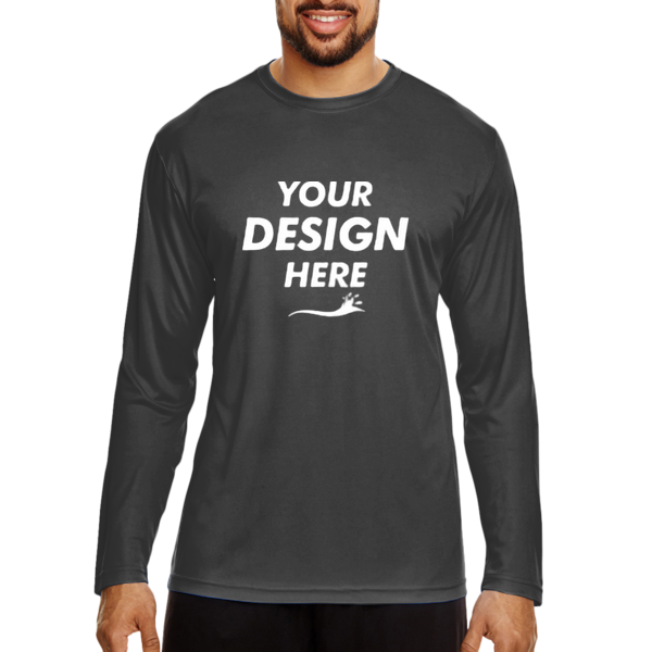 Team 365 Men's Zone Performance Long Sleeve T-Shirt, Black, Front view, Mockup