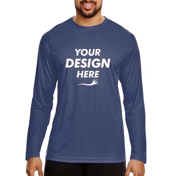 Team 365 Men's Zone Performance Long Sleeve T-Shirt, Sport Dark Navy, Front view, Mockup