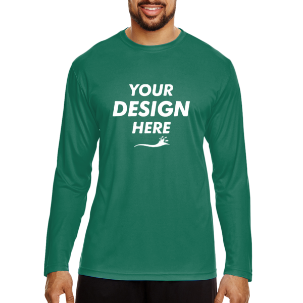Team 365 Men's Zone Performance Long Sleeve T-Shirt, Sport Forest, Front view, Mockup