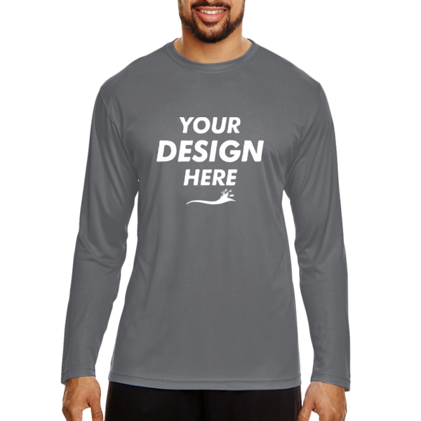 Team 365 Men's Zone Performance Long Sleeve T-Shirt, Sport Graphite, Front view, Mockup
