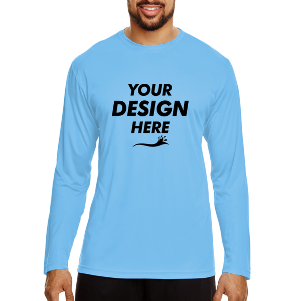 Team 365 Men's Zone Performance Long Sleeve T-Shirt, Sport Light Blue, Front view, Mockup