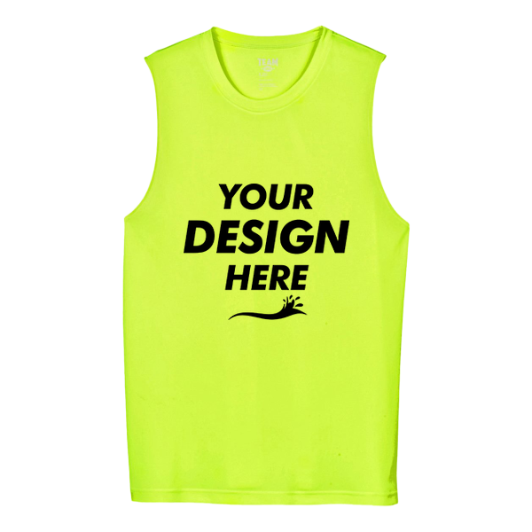 Team 365 Men's Zone Performance Muscle T-Shirt, Safety Yellow, Front view, Mockup
