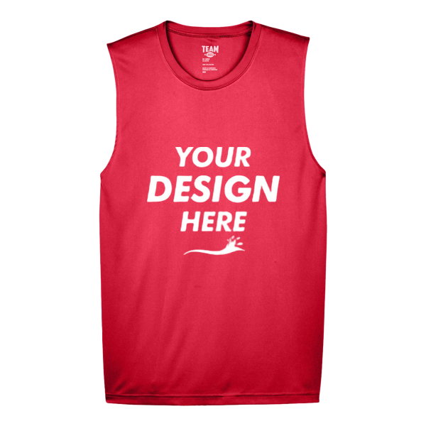 Team 365 Men's Zone Performance Muscle T-Shirt, Sport Red, Front view, Mockup