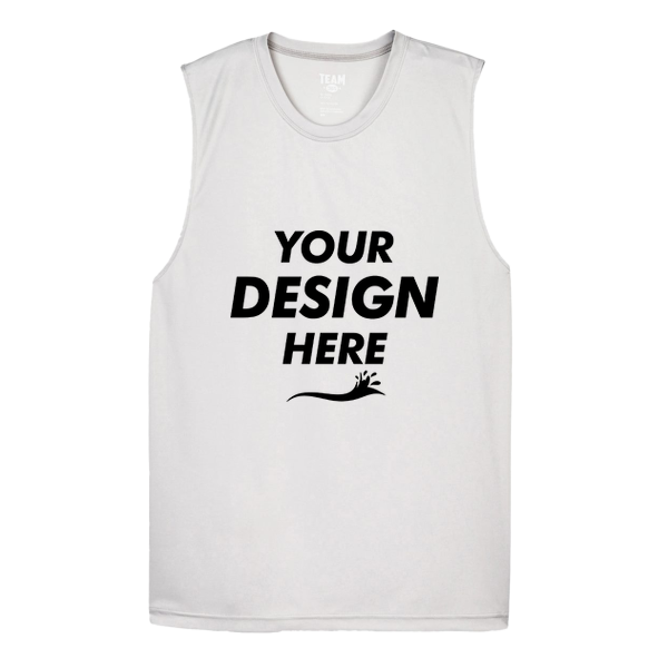 Team 365 Men's Zone Performance Muscle T-Shirt, Sport Silver, Front view, Mockup