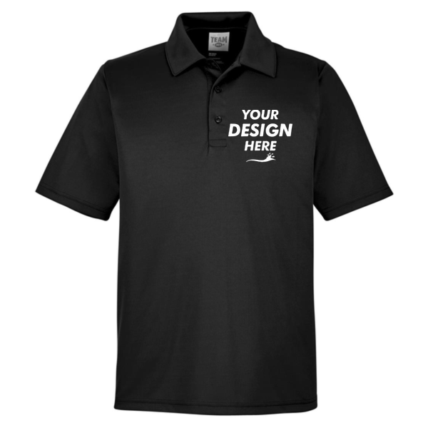 Team 365 Men's Zone Performance Polo, Black, Front view, Mockup